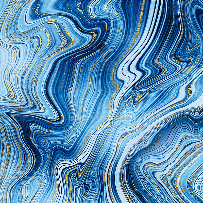 premium one pillow cover backdrops-Blue and Gold Swirls