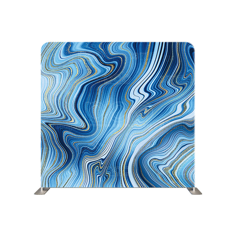 premium one pillowcover backdrops-Blue and Gold Swirls