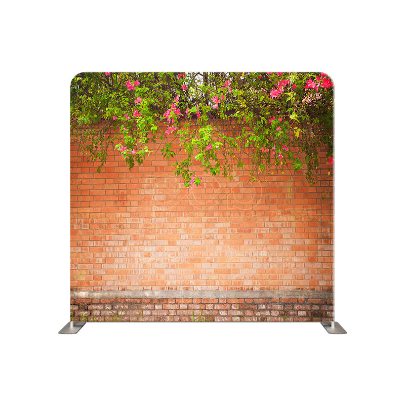 premium one pillowcover backdrops-Brick Wall with Flowers