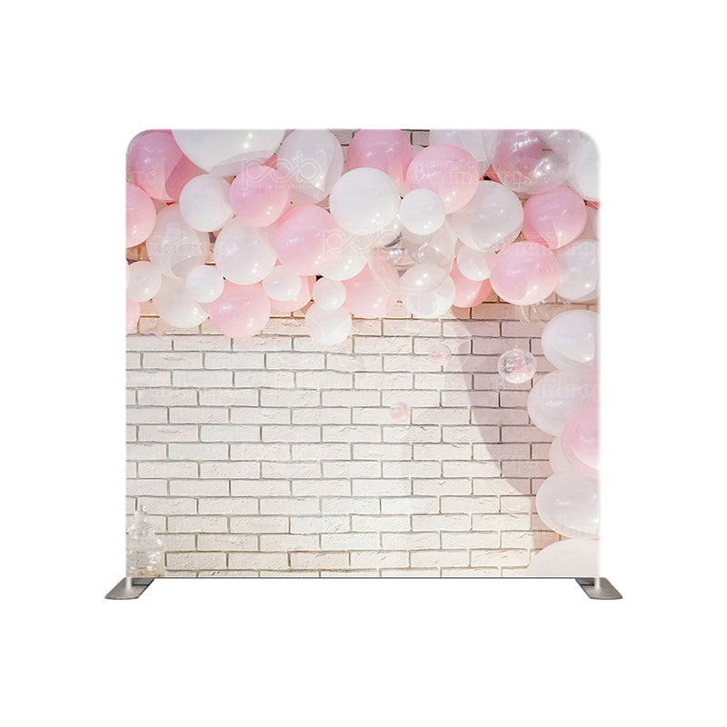 premium one pillowcover backdrops-Brick with pink Balloons