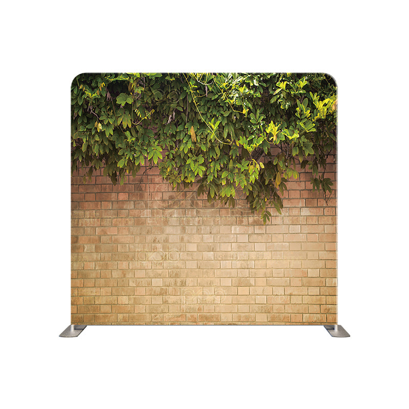 premium one pillowcover backdrops-Brown Brick Wall with Greenery