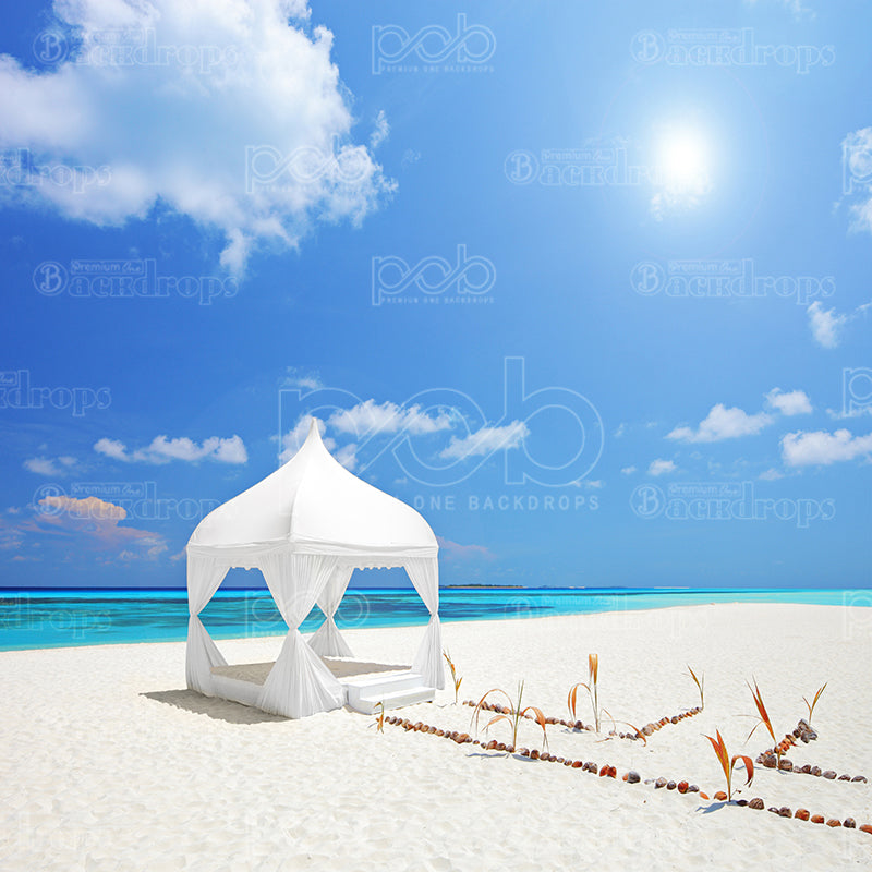 premium one pillowcover backdrops-Cabana beach view