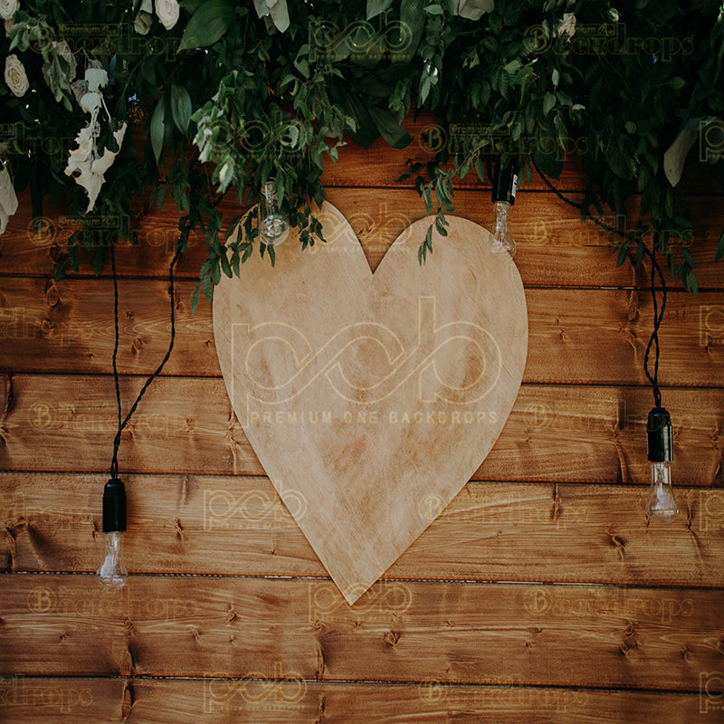 premium one pillowcover backdrops-Centerwood heart with greenery