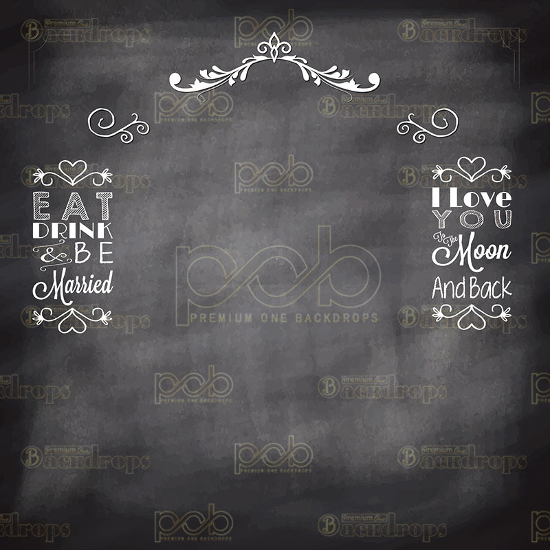 premium one pillowcover backdrops-Chalkboard Vows