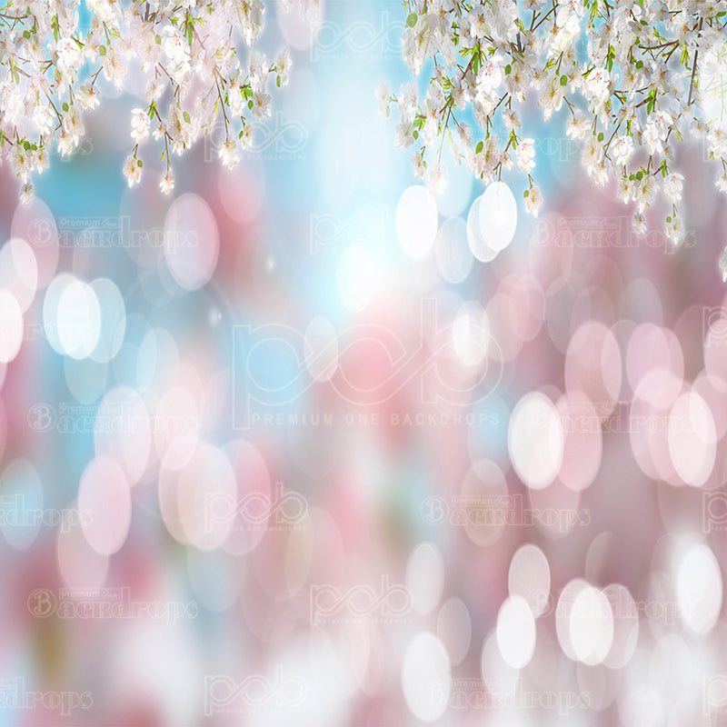 premium one pillowcover backdrops-Cherry Blossom Bokeh