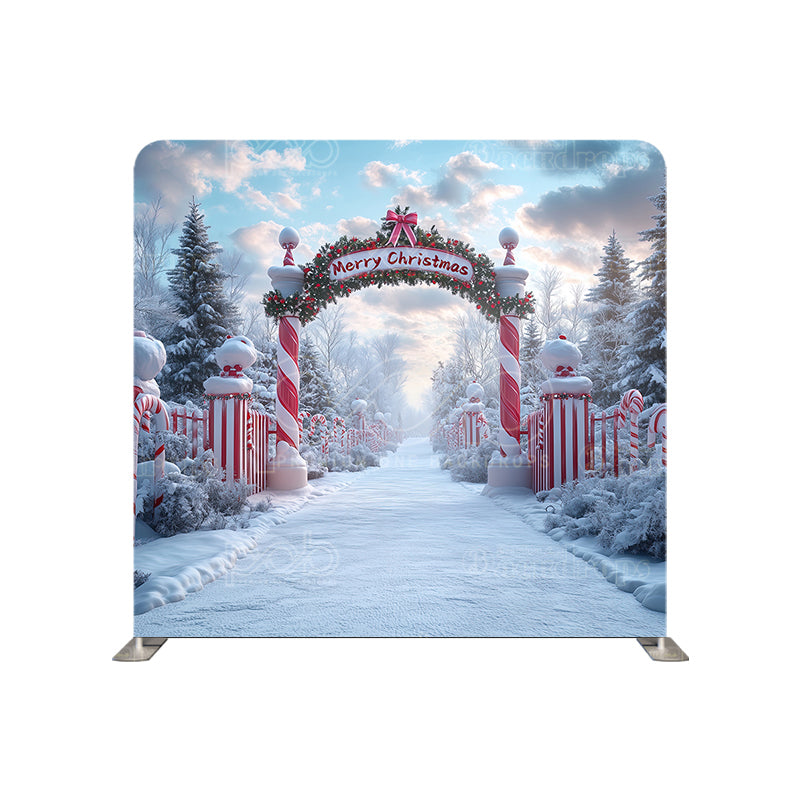 premium one pillowcover backdrops-Christmas Candy Cane Wonderland