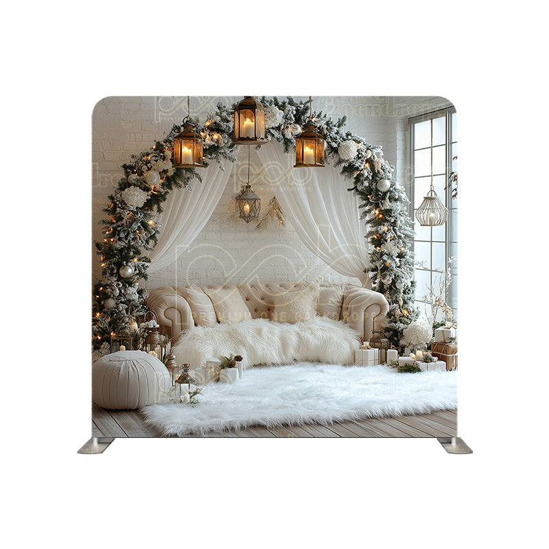 premium one pillowcover backdrops-Christmas Elegant Floral Arch