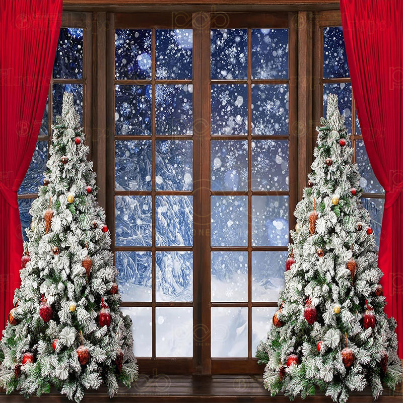 premium one pillowcover backdrops-Christmas Family Holiday Backdrop