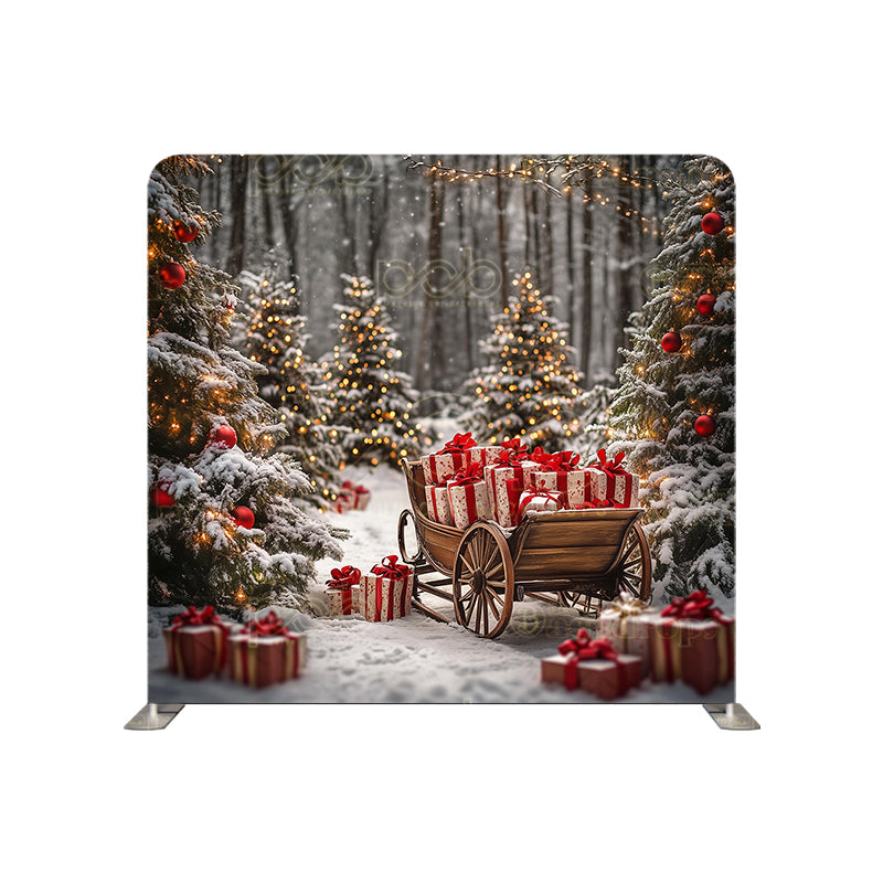 premium one pillowcover backdrops-Christmas Festive Gift Wagon