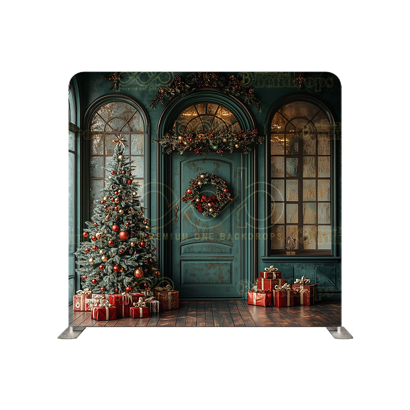 premium one pillowcover backdrops-Christmas Green Door