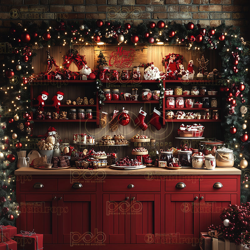 premium one pillowcover backdrops-Christmas Kitchen