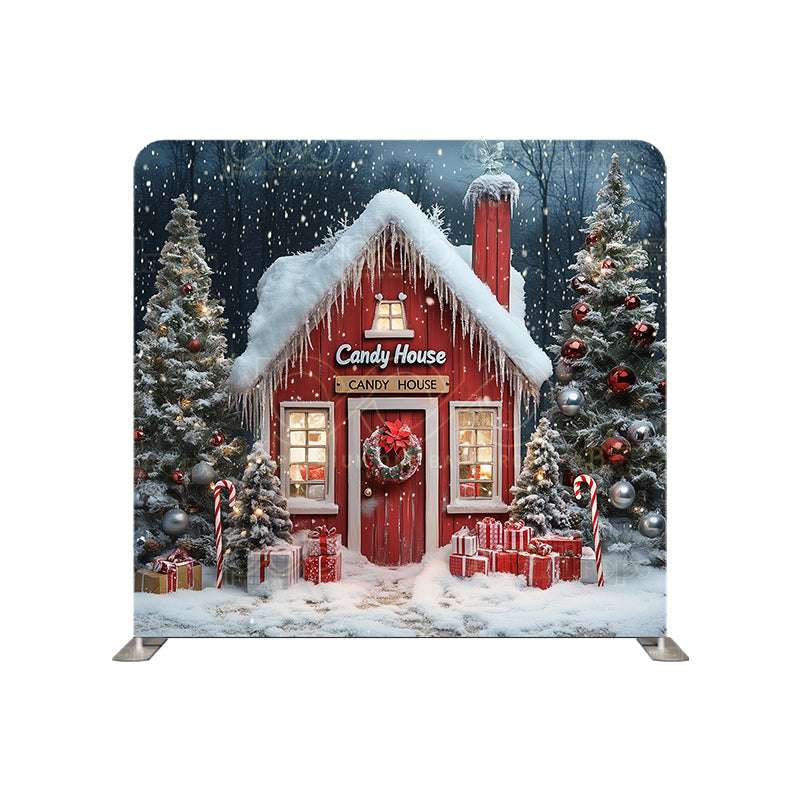 premium one pillowcover backdrops-Christmas Red Candy House