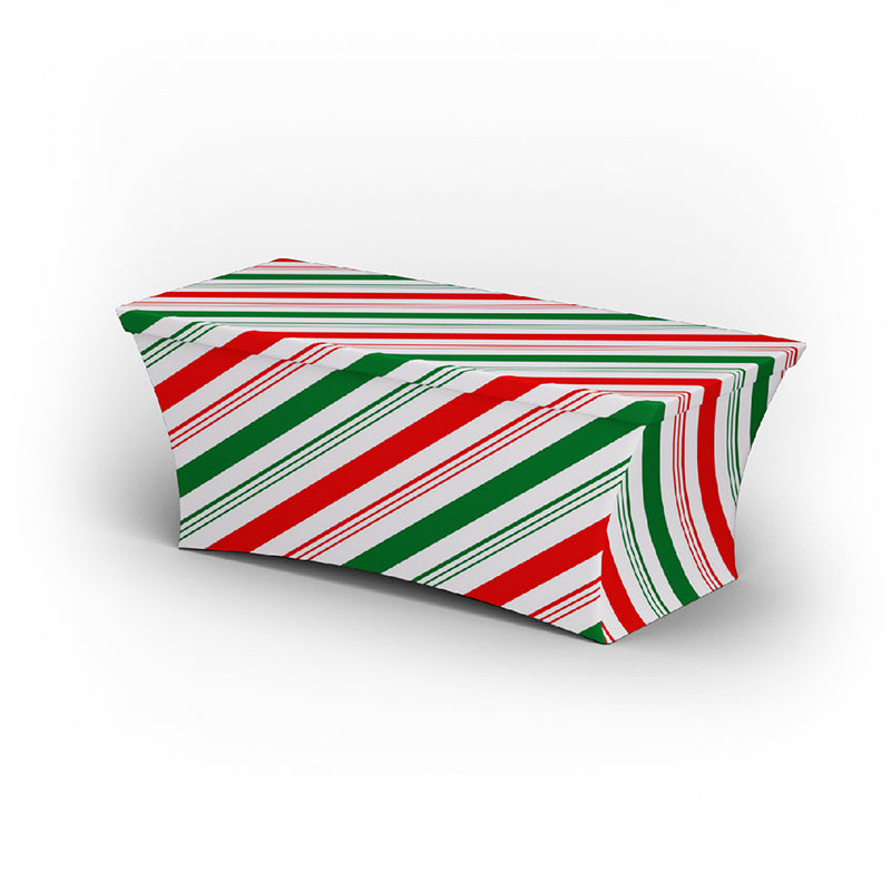 4ft 6ft 8ft Stretch Christmas Table Covers (Candy Cane Stripes)