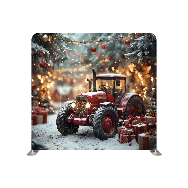 premium one pillowcover backdrops-Christmas Tractor Gift Lights