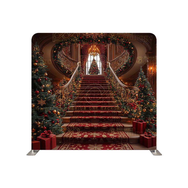 premium one pillowcover backdrops-Christmas Tree Cascading Stairs