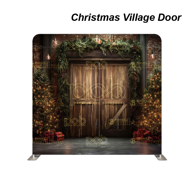 premium one pillowcover backdrops-Christmas Village Door