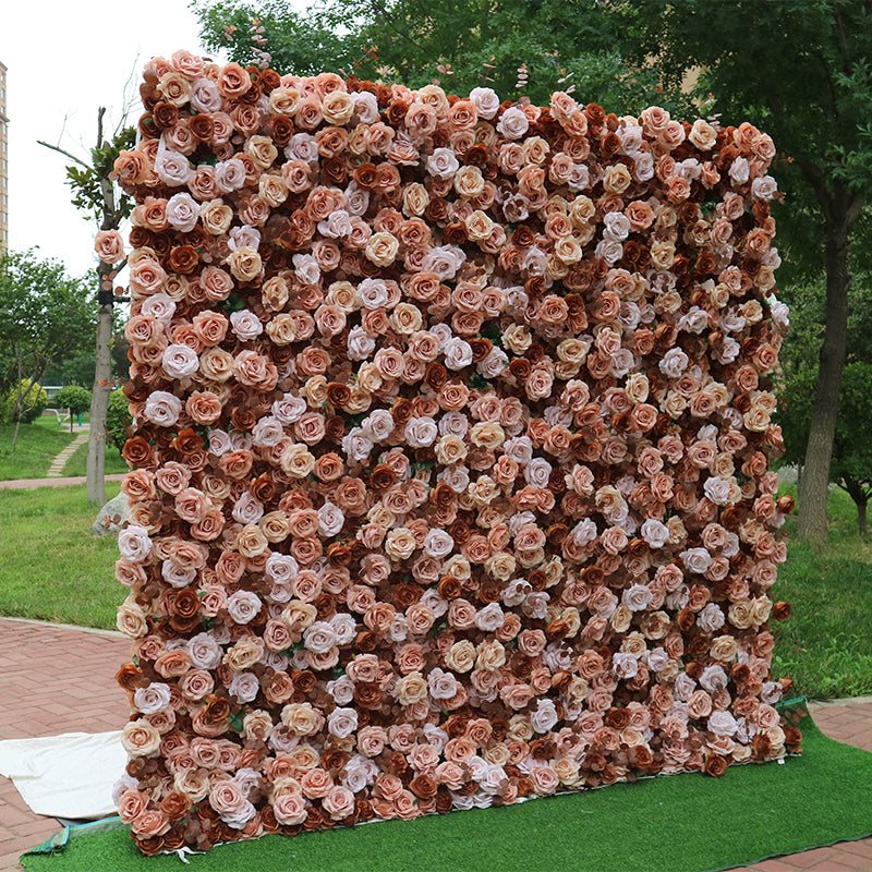 Coffee Brown Dusty Pink Rose Flower Wall