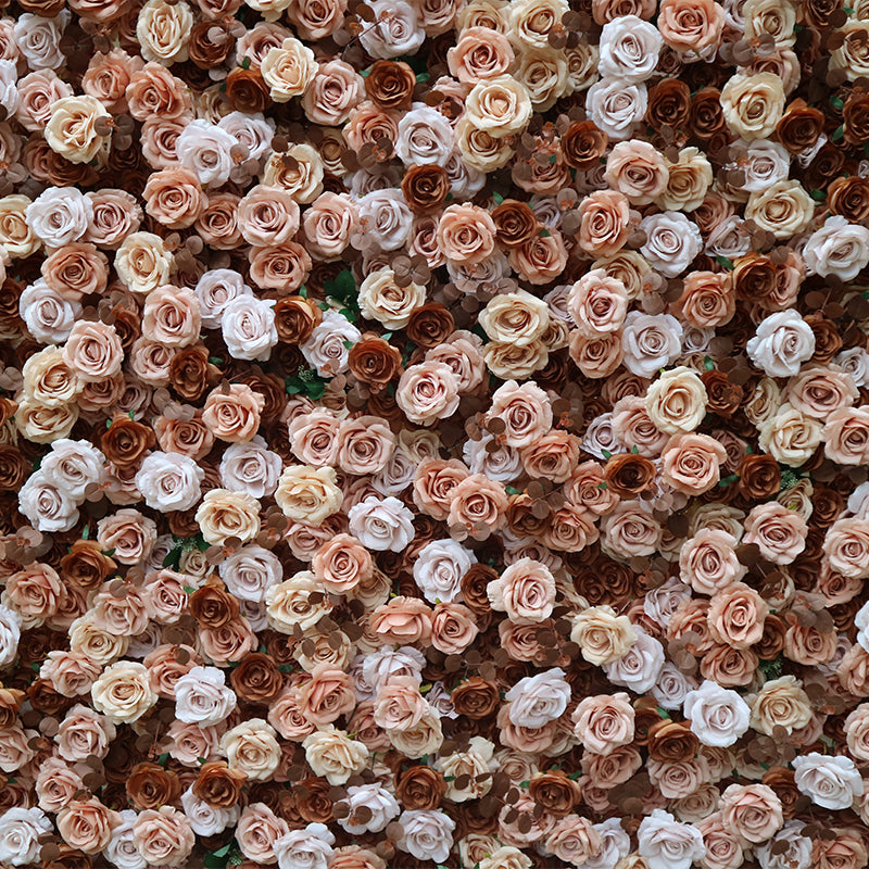 Coffee Brown Dusty Pink Rose Flower Wall