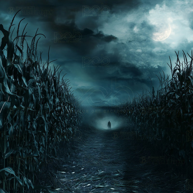 premium one pillowcover backdrops-Cornfield at Night