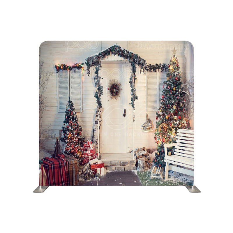 premium one pillowcover backdrops-Cozy Christmas Porch