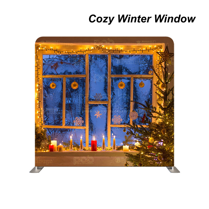 premium one pillowcover backdrops-Cozy Winter Window