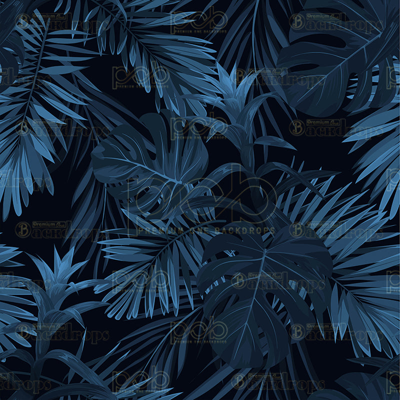 premium one pillowcover backdrops-Dark Blue Palm