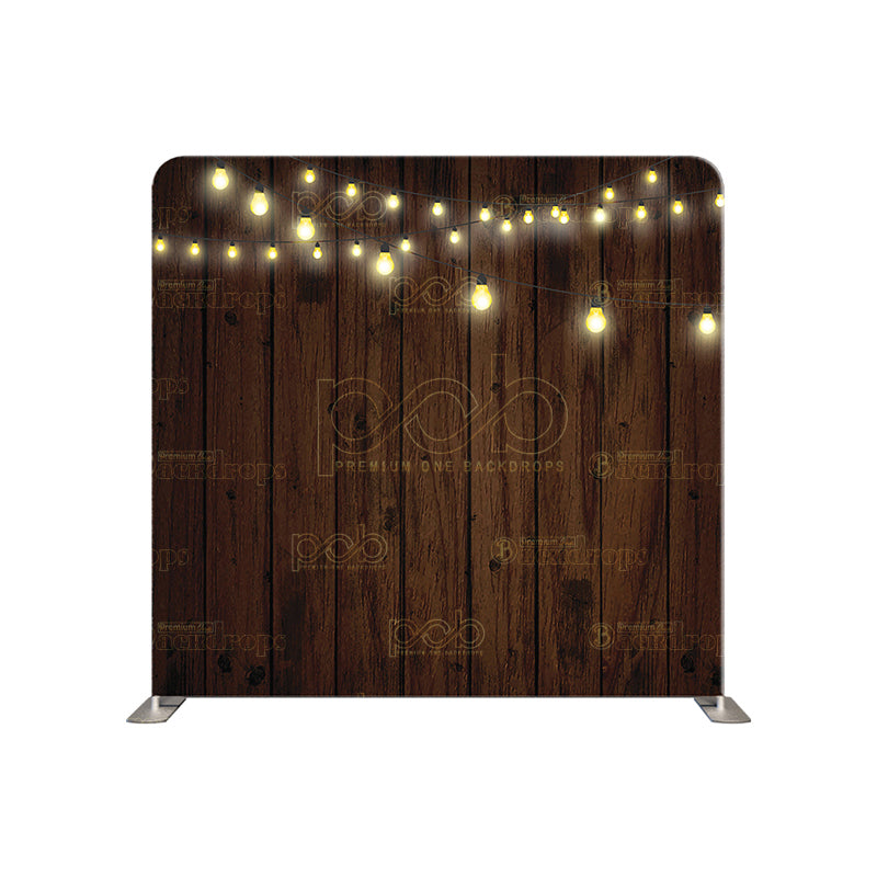 premium one pillowcover backdrops-Dark Wood String Bulb