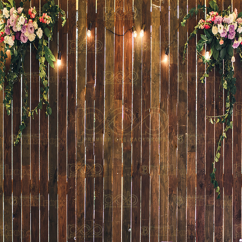 premium one pillowcover backdrops-Dark Wood With Flowers