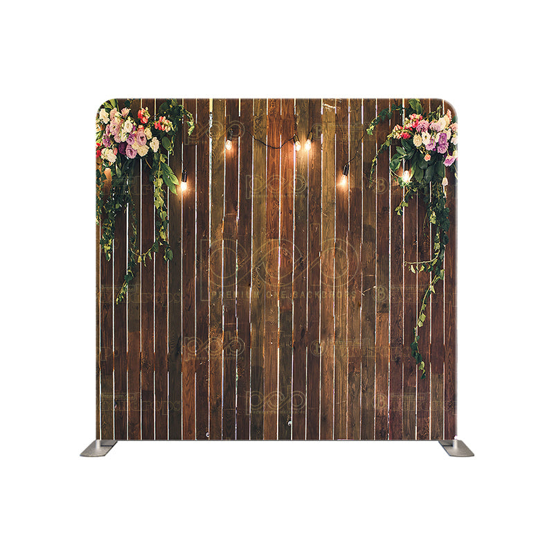 premium one pillowcover backdrops-Dark Wood With Flowers