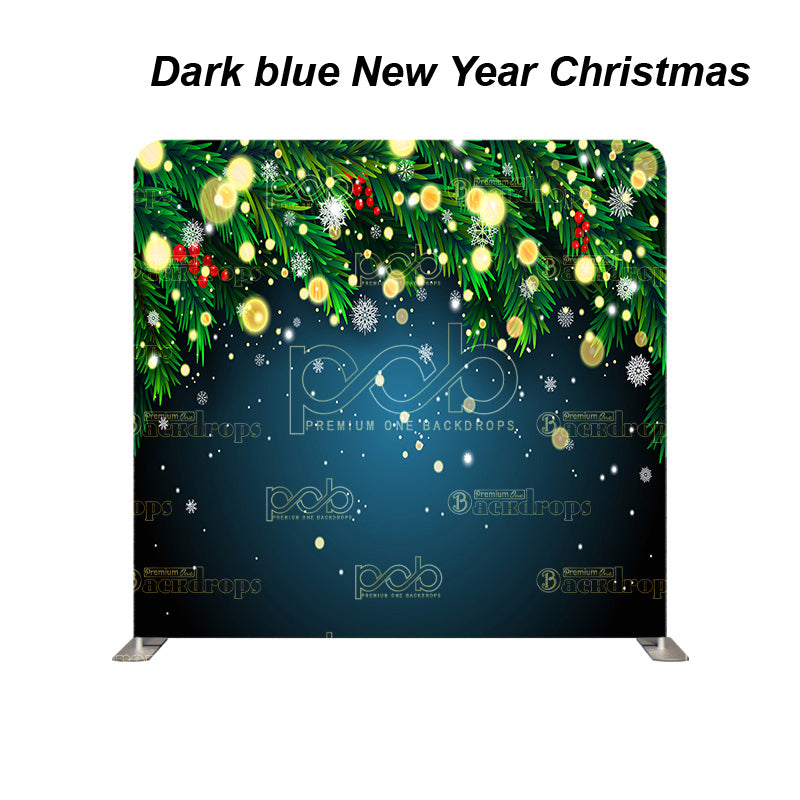 premium one pillowcover backdrops-Dark blue New Year Christmas