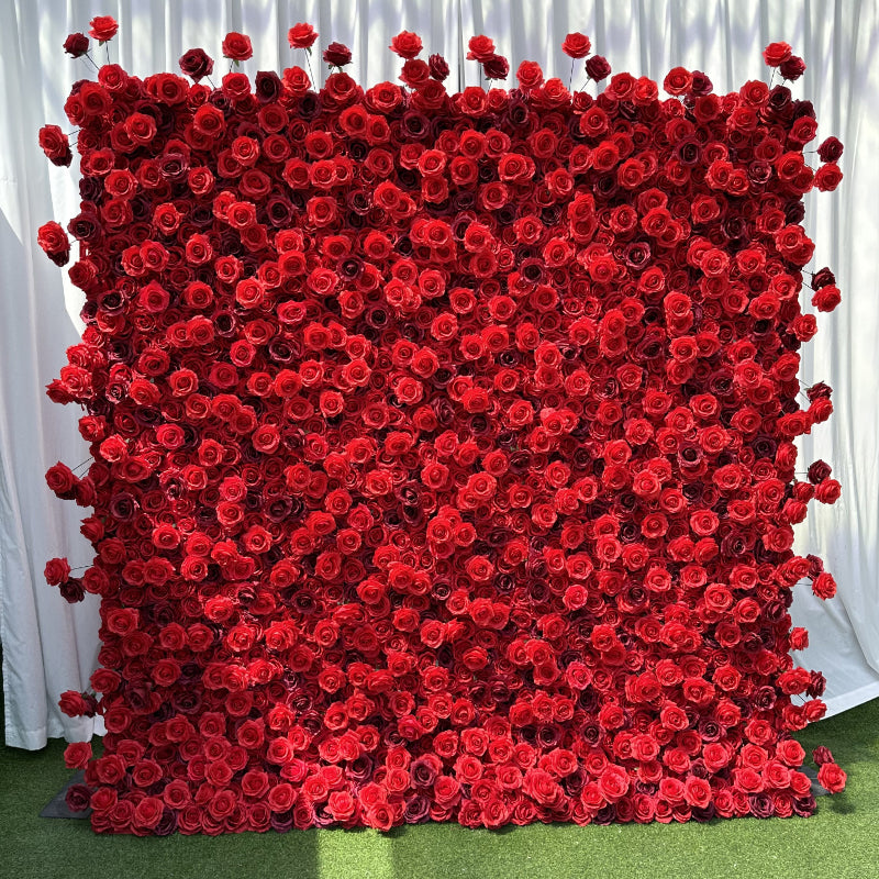 Deluxe Pure Red Rose Flower Wall