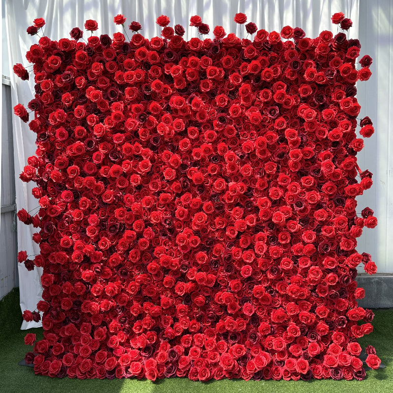 Deluxe Pure Red Rose Flower Wall