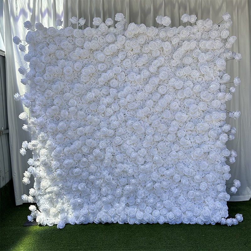 Deluxe Pure White Rose Flower Wall