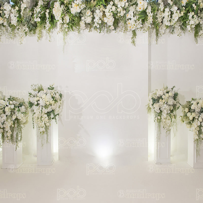 premium one pillowcover backdrops-ELEGANT GREENERY and FLOWERS