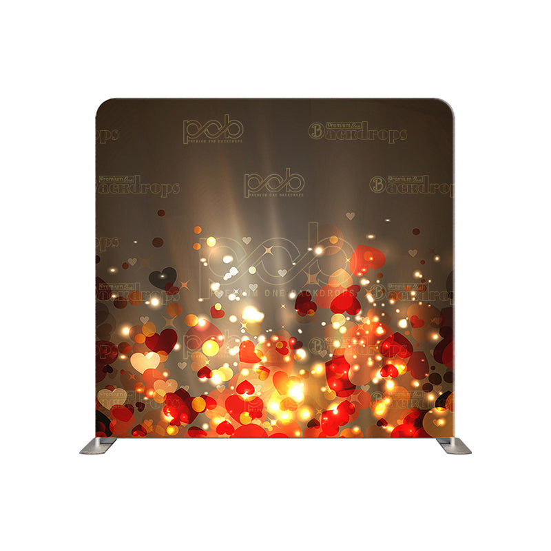 premium one pillowcover backdrops-Champagne background with red gold hearts