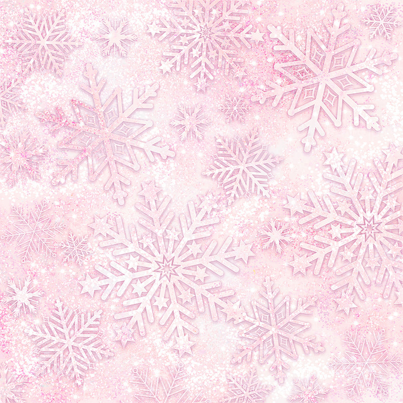 premium one pillowcover backdrops-Elegant Pink Snowflake