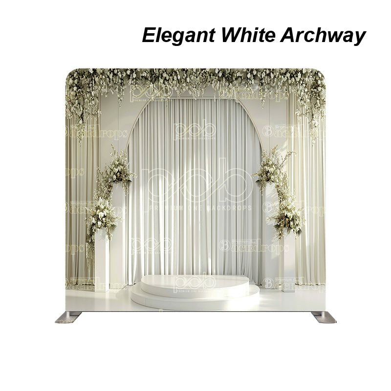 premium one pillowcover backdrops-Elegant White Archway