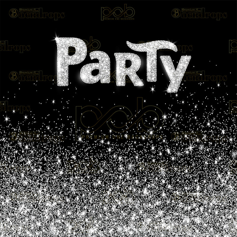 premium one pillowcover backdrops-Everybody Let s Party Silver