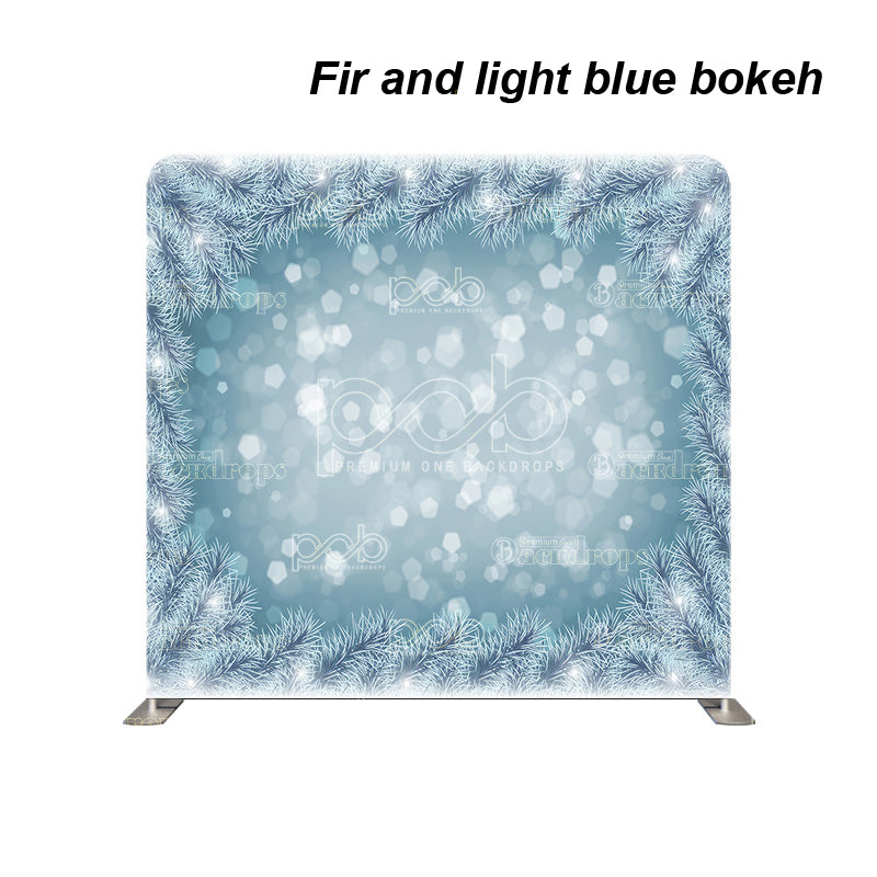 premium one pillowcover backdrops-Fir and light blue bokeh