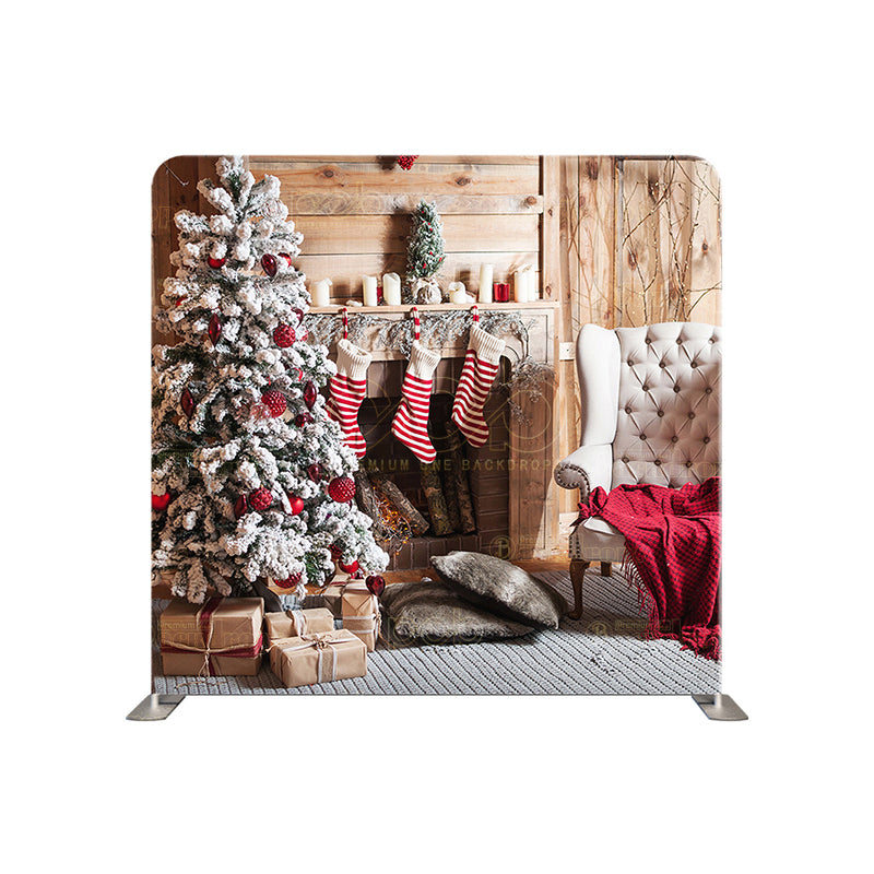 premium one pillowcover backdrops-Fireplace stocking