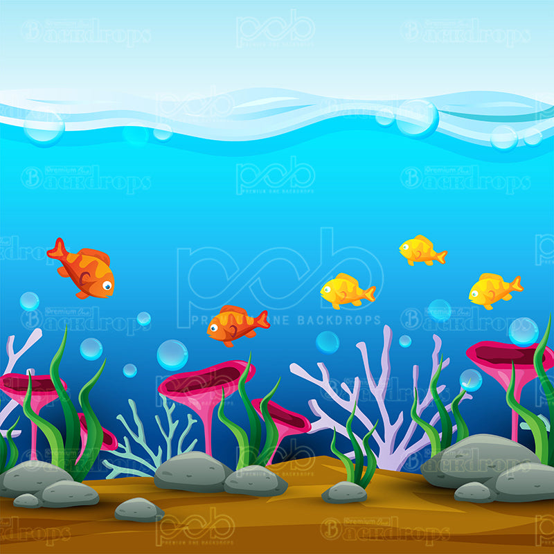 premium one pillowcover backdrops-Fish N Bubbles