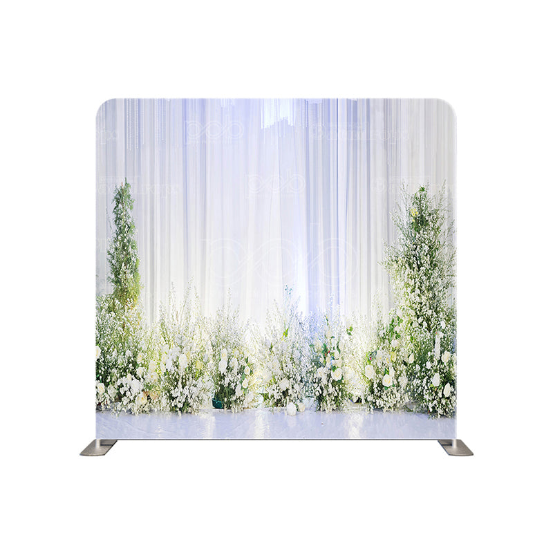 premium one pillowcover backdrops-Flowers under the white curtain