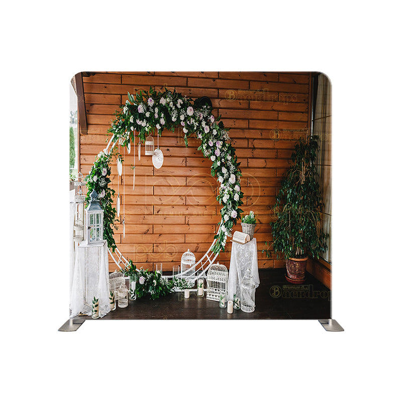 premium one pillowcover backdrops-Brick wall and Floral Garden