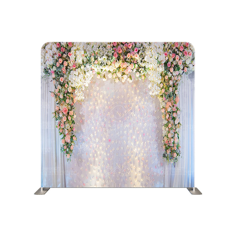 premium one pillowcover backdrops-Floral Sides With Drapery