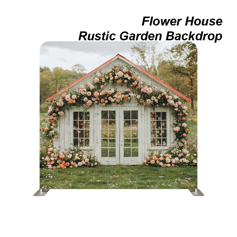 premium one pillowcover backdrops-Flower House Rustic Garden Backdrop