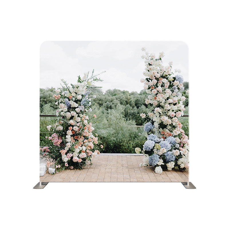 premium one pillowcover backdrops-Flowers Half Arch