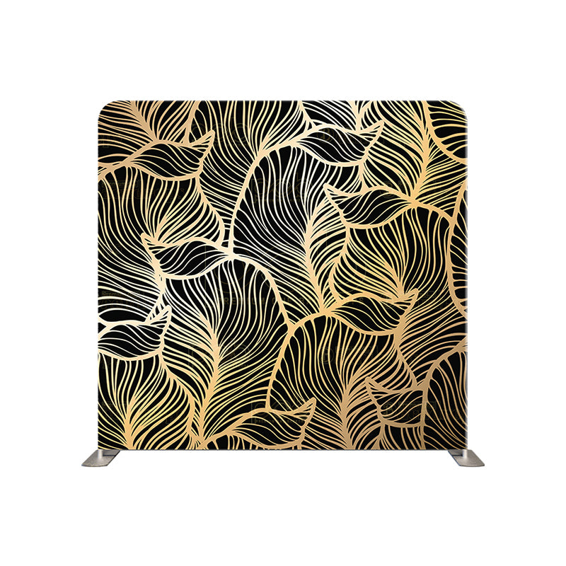 premium one pillowcover backdrops-Gold And Black 2D Leaves