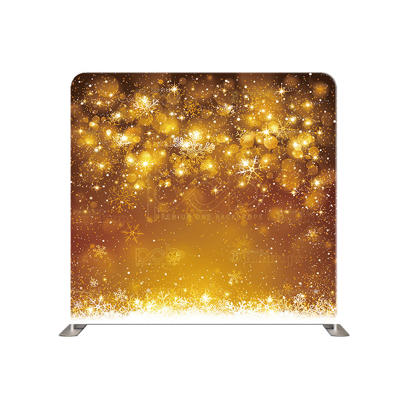 premium one pillowcover backdrops-Golden snowflake Christmas