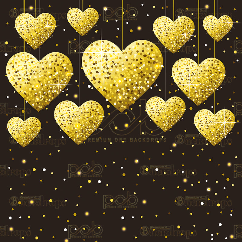 premium one pillowcover backdrops-Gold Hearts