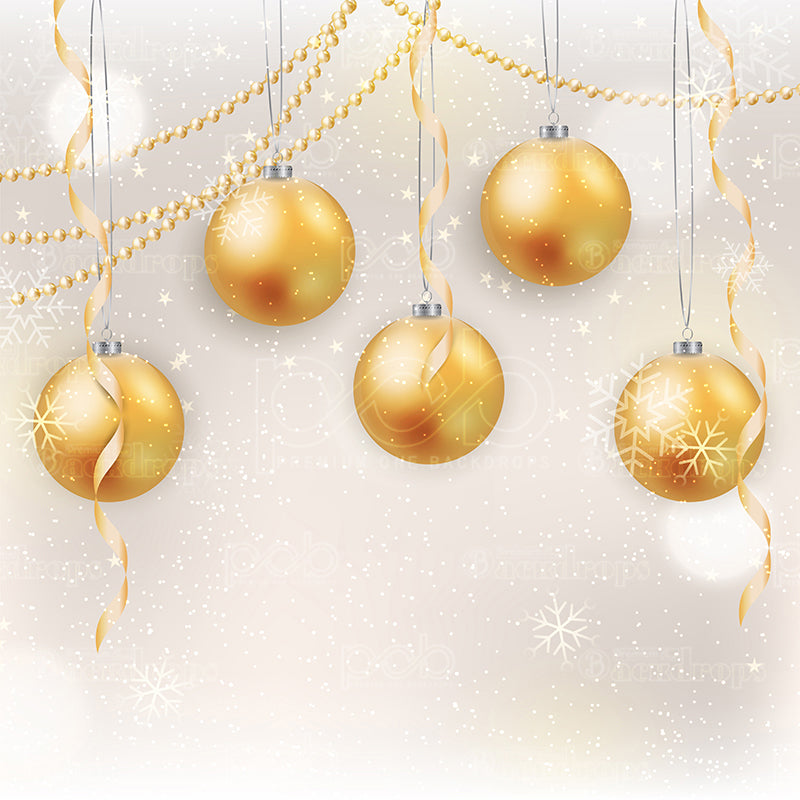 premium one pillowcover backdrops-Gold Holiday Ornaments